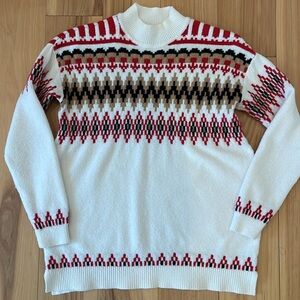 LOFT Women’s Mock Neck Nordic Patterned Sweater